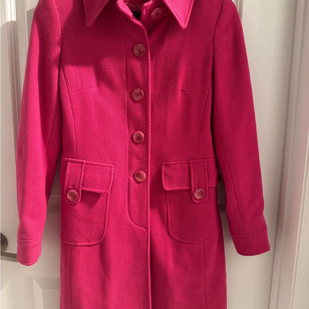 Marvin Richards Long Fushia Pink Wool Coat Jacket Size XS